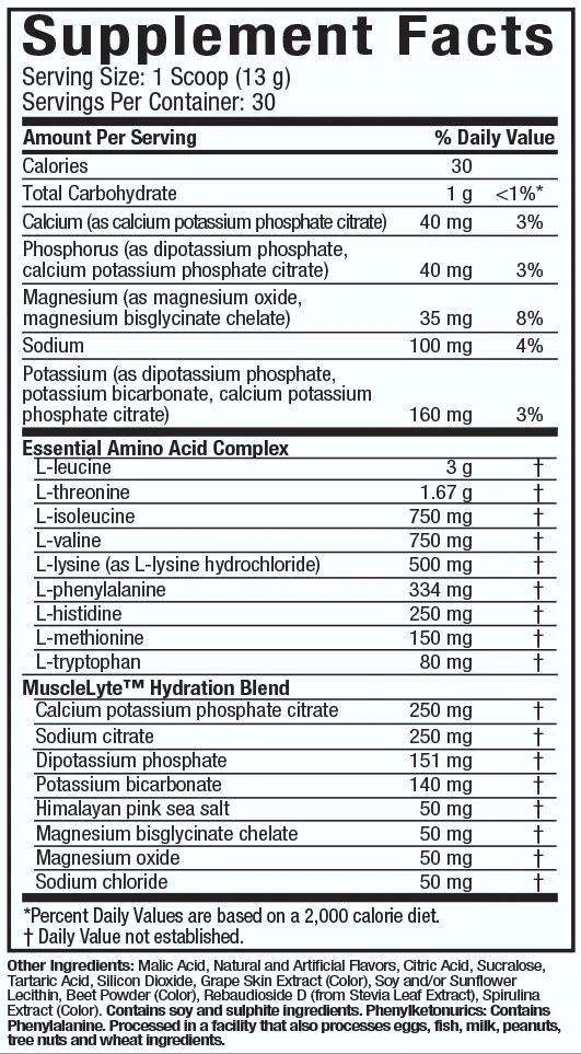 Nutritional Information: Platinum 100% EAA - Fruit Punch